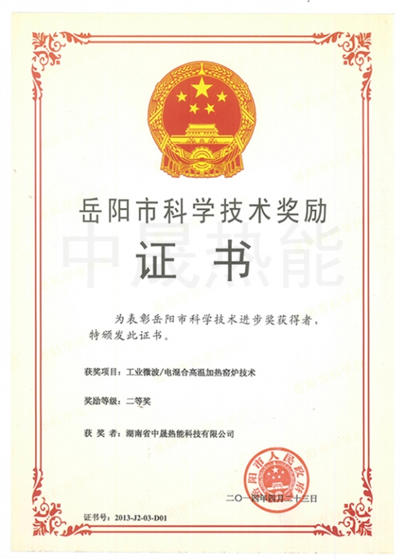 岳陽市科學(xué)技術(shù)獎勵證書